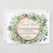 Carte De Remerciements Fête de Mariée Botanique Rustique avec Feuillage (Devant)