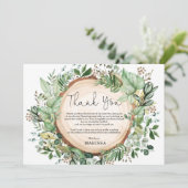 Carte De Remerciements Fête de Mariée Botanique Rustique avec Feuillage (Debout devant)