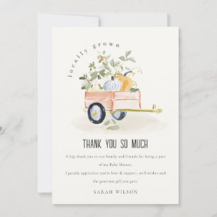 Carte De Remerciements Fête de Naissance à l'aquarelle Chariot de citroui