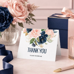 Carte De Remerciements Fête de naissance à l'aquarelle florale rose et ma