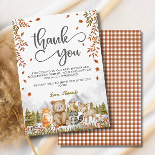 Carte De Remerciements Fête de naissance Animaux de la forêt