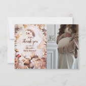 Carte De Remerciements Fête de Naissance Animaux de la Forêt Verte Photog (Devant)