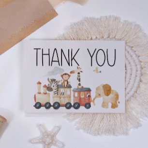 Carte De Remerciements Fête de naissance Animaux de la nurserie Zoo Safar