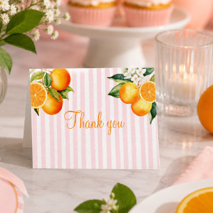 Carte De Remerciements Fête de naissance aux agrumes roses et orange