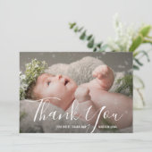 Carte De Remerciements Fête de Naissance avec Photo de Bébé Écriture Élég (Debout devant)