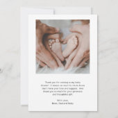 Carte De Remerciements Fête de Naissance avec Photo de Bébé Écriture Élég (Dos)
