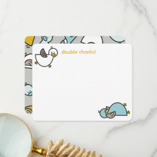 Carte De Remerciements Fête de naissance/Baby Shower Jumeaux Canards/Cane