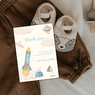 Carte De Remerciements Fête de naissance Bébé Garçon Bohème Espace Spatia