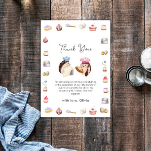 Carte De Remerciements Fête de naissance Bébé Pâtissier Petit Chef Hériss