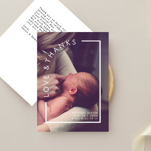 Carte De Remerciements Fête de naissance bébé photo d'amour & de remercie
