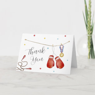 Carte De Remerciements Fête de Naissance Bébé Sport de Boxe Little Champi