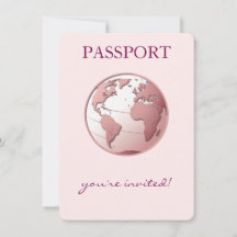 Fête de Naissance Bébé Voyage Passeport Rose