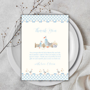 Carte De Remerciements Fête de naissance Blue Boy Gingham Préparatoire Si