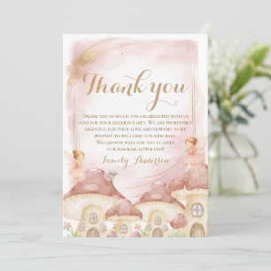 Carte De Remerciements Fête de naissance Champignon Forêt Enchantée