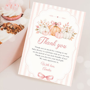 Carte De Remerciements Fête de naissance Coquette Citrouille Rose
