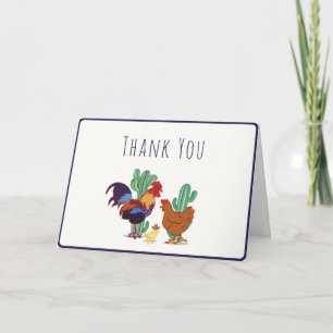 Carte De Remerciements Fête de Naissance Country Cowboy Cactus Coq Poulet