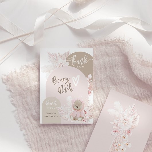 Carte De Remerciements Fête de naissance de bébé fille Bohème Moderne Our