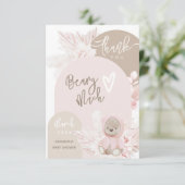 Carte De Remerciements Fête de naissance de bébé fille Bohème Moderne Our (Debout devant)