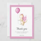 Carte De Remerciements Fête de naissance de bébé fille Dragon Rose avec b (Devant)