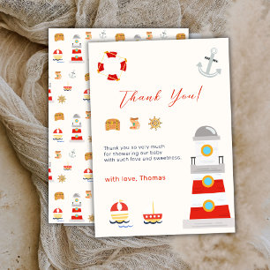 Carte De Remerciements Fête de naissance de bébé phare maritime garçon Ho