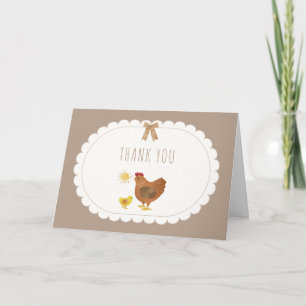 Carte De Remerciements Fête de naissance de poussin Cottagecore marron à