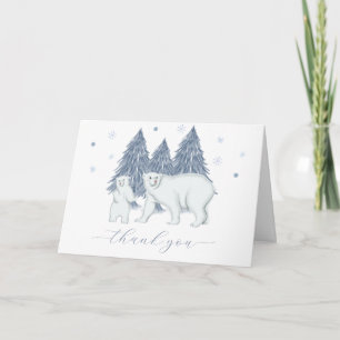 Carte De Remerciements Fête de naissance d'ours polaire en forêt de bois
