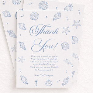 Carte De Remerciements Fête de naissance Dusty Blue Beach Coastal