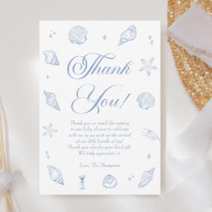 Carte De Remerciements Fête de naissance Dusty Blue Beach Coastal