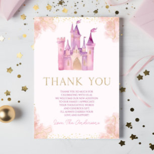Carte De Remerciements Fête de Naissance Elégante Château de Princesse Ro