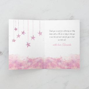 Carte De Remerciements Fête de Naissance Fille Rose Twinkle Twinkle Littl