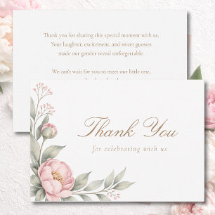 Carte De Remerciements Fête de Naissance Fille Roses Pivoine Roses En Fle