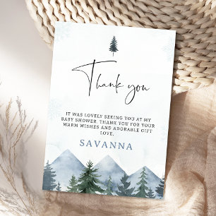Carte De Remerciements Fête de naissance moderne grise dans la nature sau