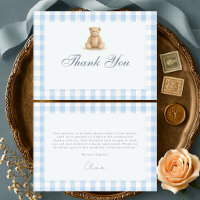Fête de naissance Ourson Bleu Gingham pour garçon