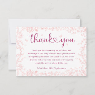 Carte De Remerciements Fête de naissance Peach Pink Garden Chinoiserie