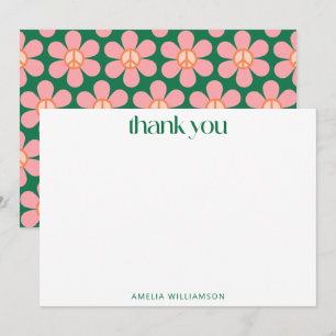 Carte De Remerciements Fête de naissance personnalisée verte florale colo