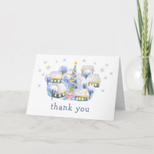 Carte De Remerciements Fête de naissance pour bébé en Hiver Bleu Il Faut