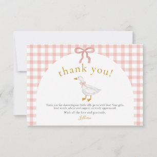 Carte De Remerciements Fête de naissance Silly Goose Rose Gingham