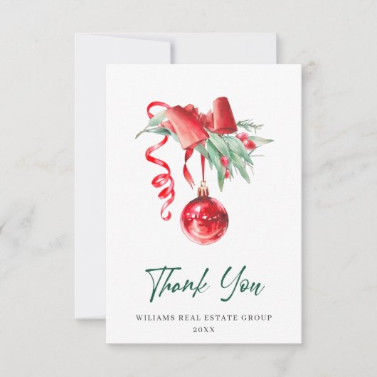 Carte De Remerciements Fête de Noël de l'ornement (Devant)