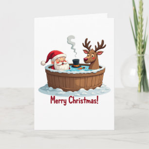 Carte De Remerciements Fête de Noël du bain à remous du Père Noël