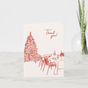 Carte De Remerciements Fête de Noël en rouge
