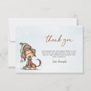 Carte De Remerciements Fête de Noël pour bébé avec chiots, Chiots pour fê