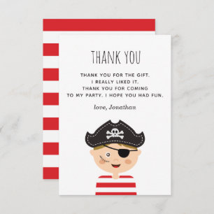 Carte De Remerciements Fête de pirate amusante pour les enfants. Bébé gar
