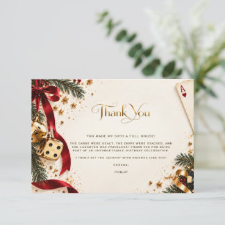 Carte De Remerciements Fête de poker élégante de Noël au casino de Vegas