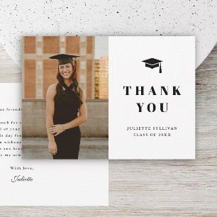 Carte De Remerciements Fête de remise des diplômes de type photo minimali