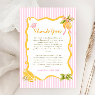 Carte De Remerciements Fête de remise des diplômes ruban rose citron