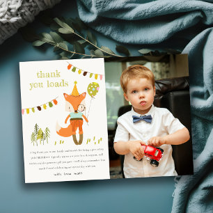 Carte De Remerciements Fête de renard de bois mignon pour enfants Photo d