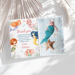 Carte De Remerciements Fête de sirène personnalisée avec des jeux de mots