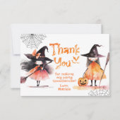 Carte De Remerciements Fête de sorcière mignonne Halloween anniversaire m (Devant)