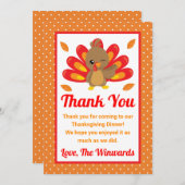 Carte De Remerciements Fête de Thanksgiving de dinde amusante (Devant / Derrière)