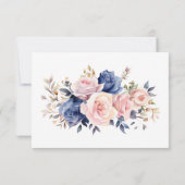Carte De Remerciements Fête de thé florale rose et bleue pour la mariée (Dos)